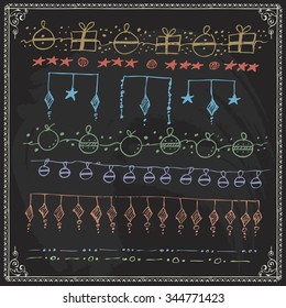 fingers drawn vector straight frame series and design part in happy new year and merry christmas fancy on chalkboard scene happy makeup line classic tree white vacation nails star group hand tradition