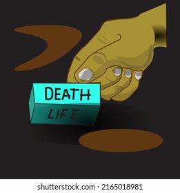 fingers flip the dice, death-life

