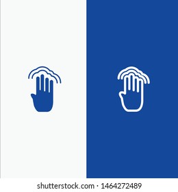 Fingers, Four, Gestures, Interface, Multiple Tap Line and Glyph Solid icon Blue banner Line and Glyph Solid icon Blue banner. Vector Icon Template background