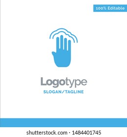 Fingers, Four, Gestures, Interface, Multiple Tap Blue Solid Logo Template. Place for Tagline. Vector Icon Template background
