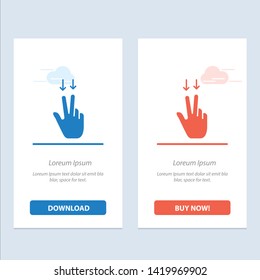 Fingers, Gesture, , Down  Blue and Red Download and Buy Now web Widget Card Template