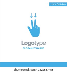 Fingers, Gesture, , Down Blue Solid Logo Template. Place for Tagline