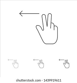 Fingers, Gesture, Left Bold and thin black line icon set