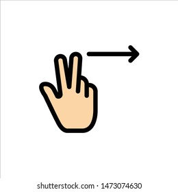 Fingers, Gesture, Right  Flat Color Icon. Vector icon banner Template
