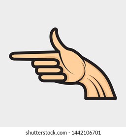 fingers gesture snap of the icon, flat style, right hand finger, isolated on white background