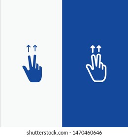 Fingers, Gesture, Ups Line and Glyph Solid icon Blue banner Line and Glyph Solid icon Blue banner. Vector Icon Template background