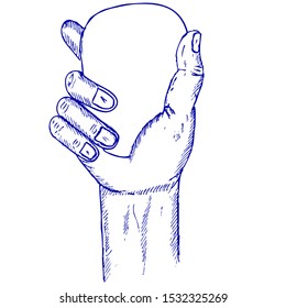 fingers grasp the object, doodle