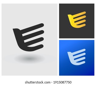 Fingers hand shape simple luxury clean logo design idea, initial alphabet letter LE.