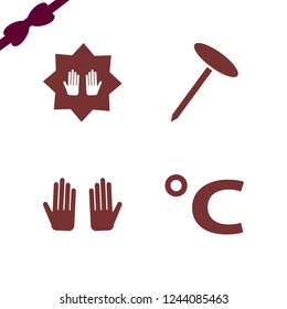 fingers icon. fingers vector icons set celsius sign, nail and prayer hands
