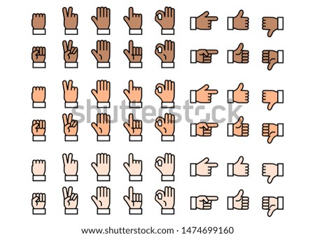 Fingers icons set. Vector illustration.