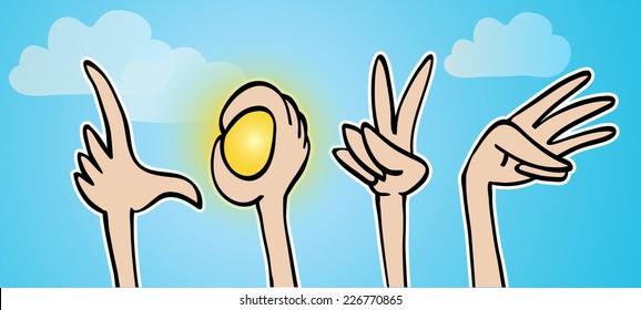 Fingers making shape of the word LOVE