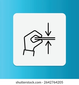Fingers measuring thickness, representing foam depth, firmness, or structural support of the mattress.	
