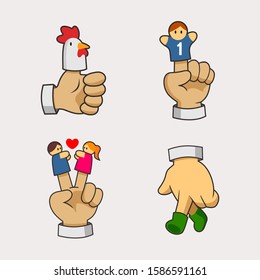 Fingers With Playful Doll Illustration Collections