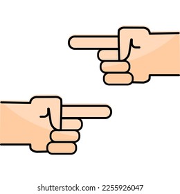 Fingers pointing. Index fingers opposite each other. Vector illustration.