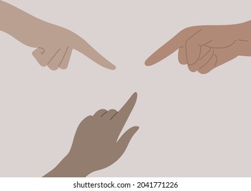 Fingers Pointing At Someone, Public Bullying, Shame, And Guilt Concept