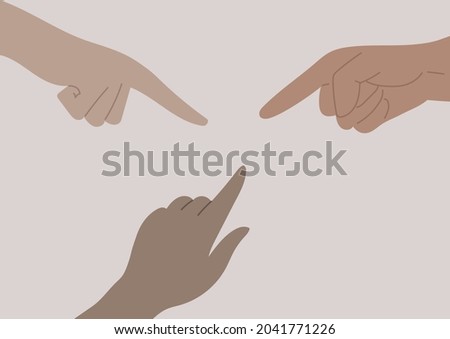 Fingers pointing at someone, public bullying, shame, and guilt concept