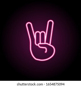 Fingers rock neon icon. Simple thin line, outline vector of emoji icons for ui and ux, website or mobile application