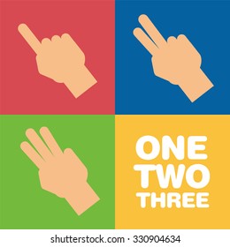 Fingers showing one, two and three
