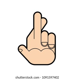 Fingers symbol deception. Hand showing fingers crossed. Vector illustration