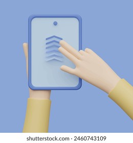Finger berühren, tippen, scrollen Smartphone-Bildschirme Konzept. Realistischer 3D-Objekt-Cartoon-Stil.