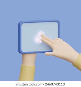 Fingers touching, tapping, scrolling smartphone screens concept. Realistic 3d object cartoon style.