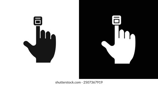 Conjunto de símbolos de línea plana de icono de oxímetro de pulso de yema de dedo.