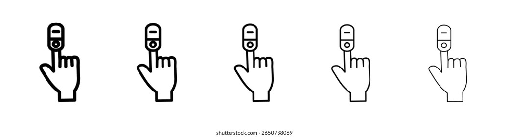 Fingertipp Pulsoximeter Symbol flache Illustration Set Logo