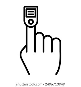 Marca lineal del logotipo del icono del oxímetro de pulso de la yema del dedo en blanco y negro