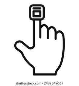 Símbolo de Vector o signo de pulsioxímetro de punta de dedo colección en contorno blanco y negro