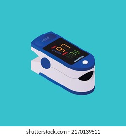 Fingertip pulse oximeter isometric view. Flat style. Vector illustration