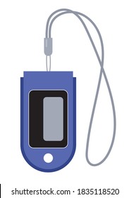 Fingertip Pulse Oximeter on a string. Flat vector illustration isolated on a white background.