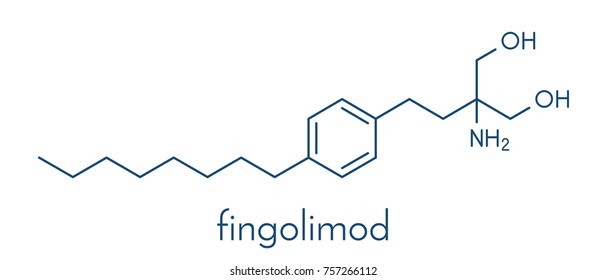 Fingolimod multiple sclerosis (MS) drug molecule. Skeletal formula.