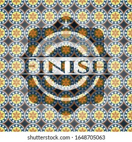 Finish arabic badge background. Arabesque decoration.
