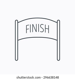 Finish banner icon. Marathon checkpoint sign. Linear outline icon on white background. Vector