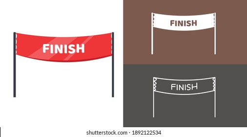 finish banner isolated vector icon. racing sport line solid flar icon
