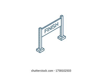 Finish banner isometric icon. 3d vector illustration. Isolated line art technical drawing. Editable stroke