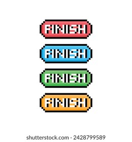 finish button 8 bit text finish Pixel art 8-bit for game 