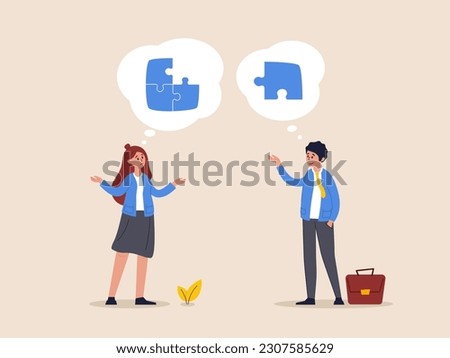 Finish or complete missing piece to fit the job concept. Offer solution to solve problem, consultant or manager advice to team member, businessman offer missing jigsaw piece to complete the puzzle.