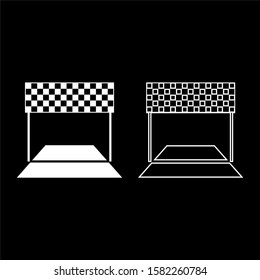 Finish concept Maraphon line racing panorama road icon outline set white color vector illustration flat style image