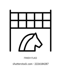 finish flag icon. Line Art Style Design Isolated On White Background