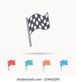 Finish flag icon. Start race sign. Linear icons on white background. Vector