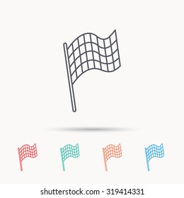 Finish flag icon. Start race sign. Linear icons on white background. Vector