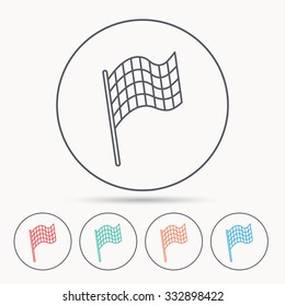 Finish flag icon. Start race sign. Linear circle icons.