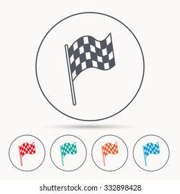 Finish flag icon. Start race sign. Linear circle icons.
