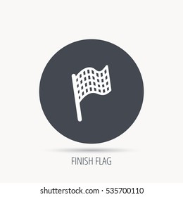 Finish flag icon. Start race sign. Round web button with flat icon. Vector