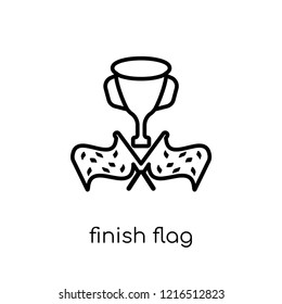 finish flag icon. Trendy modern flat linear vector finish flag icon on white background from thin line Success collection, outline vector illustration