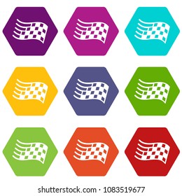 Finish flag icons 9 set coloful isolated on white for web