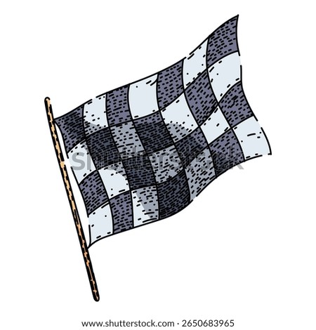 finish flag race hand drawn. start track, baton sprint, lap circuit finish flag race vector sketch. isolated color illustration