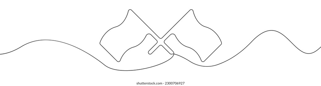 Finish flag sign line continuous drawing vector. One line Finish flag vector background. Finish flag icon. Continuous outline of Finish flag. Linear Finishes flags designs.
