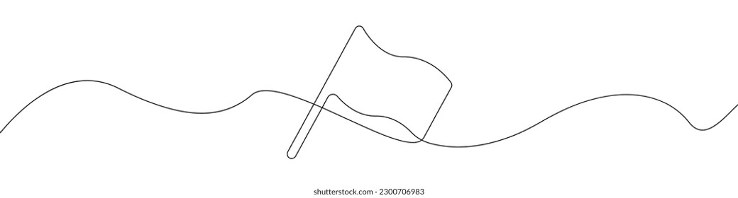 Finish flag sign line continuous drawing vector. One line Finish flag vector background. Finish flag icon. Continuous outline of Finish flag. Linear Finishes flags designs.